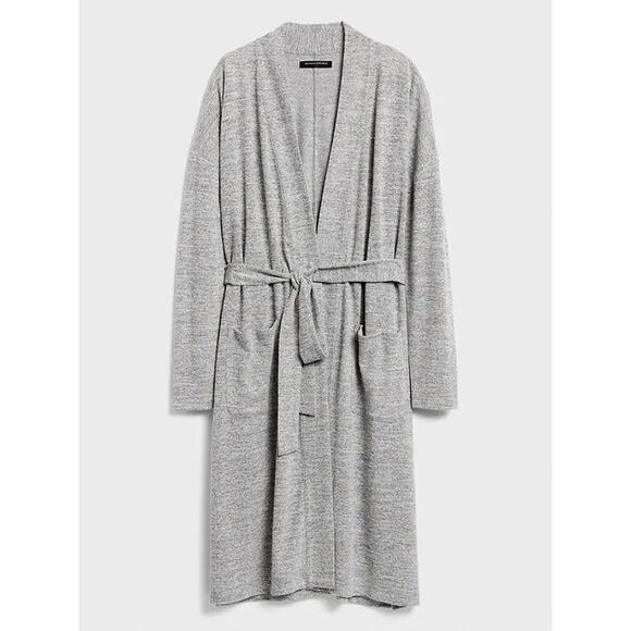 Banana Republic NEW Heather Gray Knit Luxespun Tie Waist Duster Cardigan Sweater - Picture 1 of 14